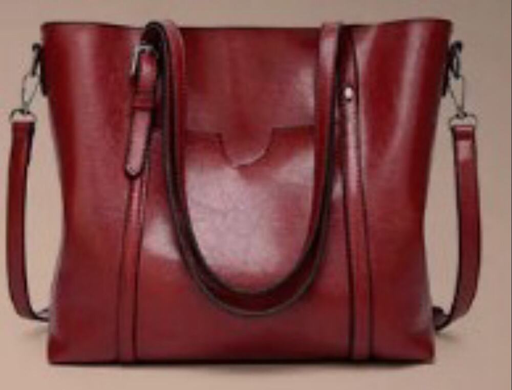 NWOT Elegant Faux Leather Tote with Removable Long Strap in Burgundy